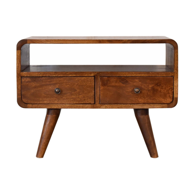 Solid Wood Enclosed Open Storage TV Stand (719184) - Chestnut
