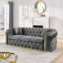 Load image into Gallery viewer, Button Tufted Couch With 2 Pillows, 3 Seater Luxury Chesterfield Sofa
