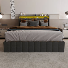 Load image into Gallery viewer, Bed With LED Lights, 4 Drawers, Winged Headboard Upholstered
