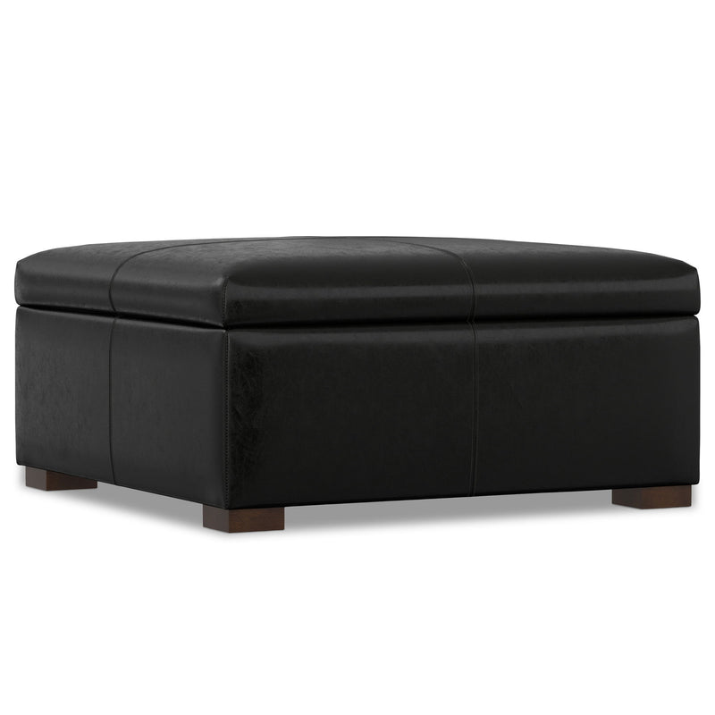 36" Upholstery Storage Ottoman - Walnut / Black