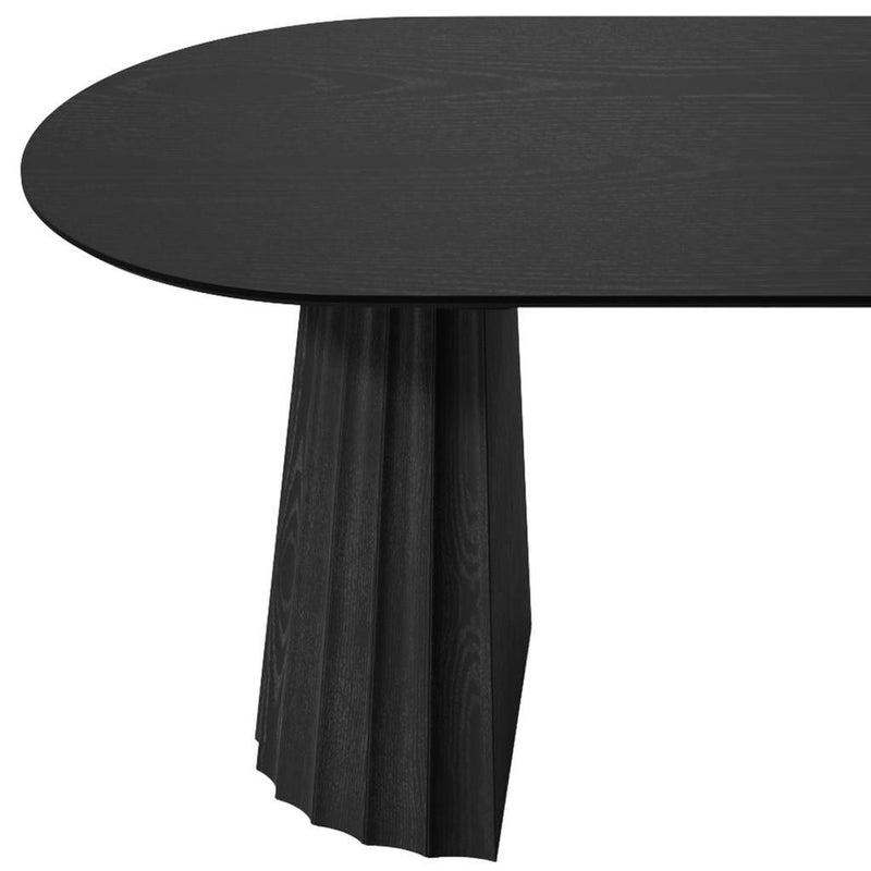 Wood Double Pedestal Base Oval Dining Table - Black