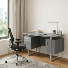 Load image into Gallery viewer, Pedestal Executive Desk With Two Drawers - Gray / Silver
