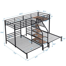 Load image into Gallery viewer, Metal Bunk Bed With Storage Shelves Staircase
