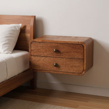 Load image into Gallery viewer, 18" Modern Solid Wood Two Drawer Floating Nightstand - Brown
