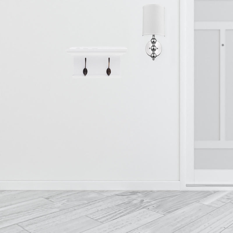 Classic Two Hook Hanging Coat Rack - White