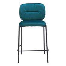 Load image into Gallery viewer, 25" Velvet And Steel Counter Height Bar Chairs (Set of 2) - Black / Green
