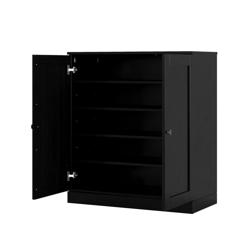 Twenty Pair Solid Woodshoe Storage Cabinet (752347) - Black