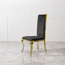 Load image into Gallery viewer, Dining Chair (Set of 2) With Unique Backrest Stainless Steel Legs - Gold
