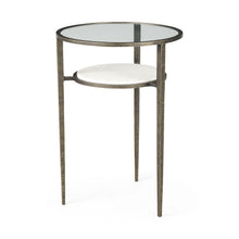 Load image into Gallery viewer, Glass And Metal Round End Table With Shelf - Bronze And Clear
