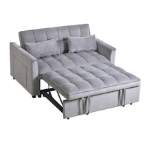 Load image into Gallery viewer, Sleeper Loveseat With Toss Pillows - Light Gray / Black

