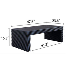 Load image into Gallery viewer, Modern Ribbed Coffee Table, Rectangular Low Profile Center Table For Living Room - Black
