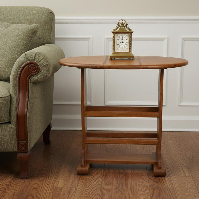 Solid Wood Oval End Table - Brown