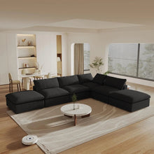 Load image into Gallery viewer, 2 Piece Living Room Set Blend Modular Sofa With Ottoman Storage - Black
