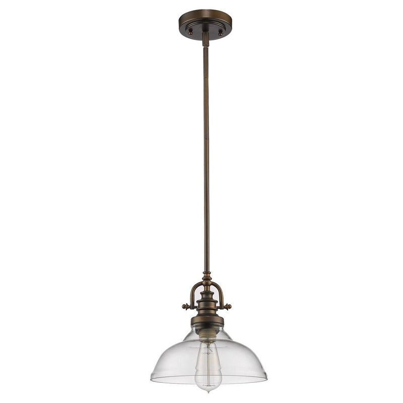 Hanging Light With Glass Dome Shade - Antique Bronze / Brown