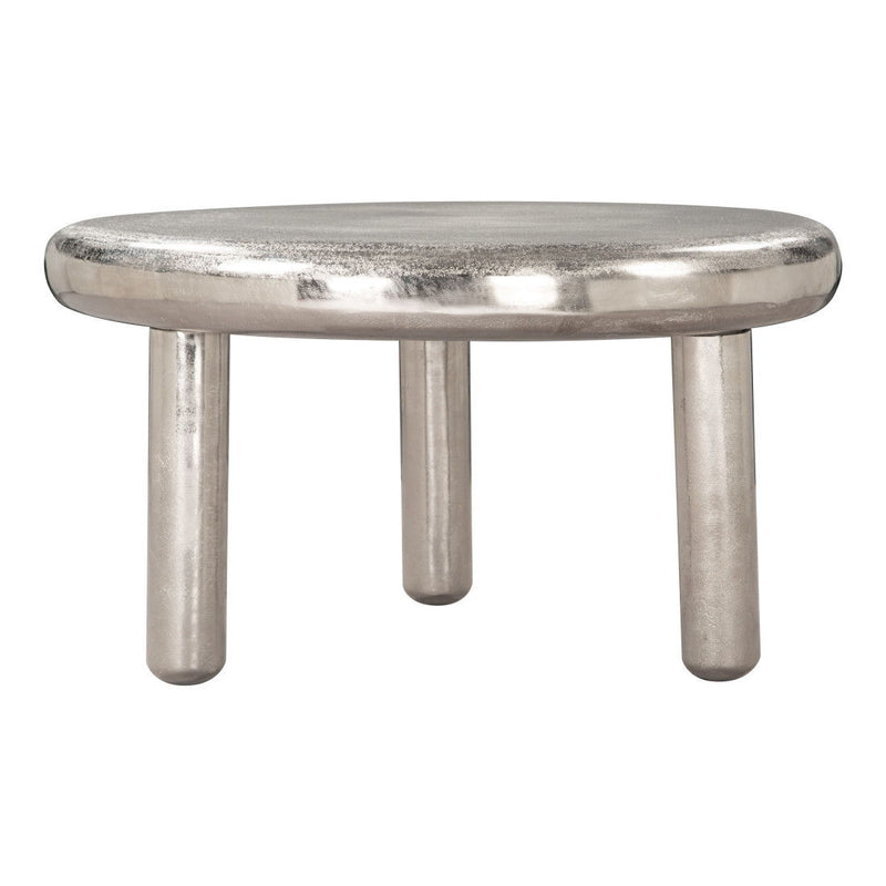 Aluminum Round Pedestal Coffee Table - Silver