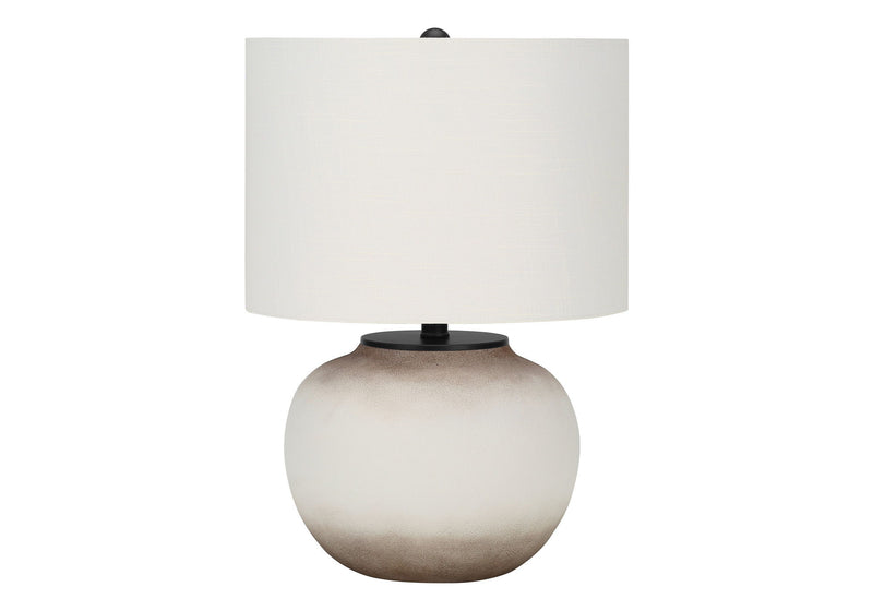 21" Ceramic Round Table Lamp With Drum Shade - Cream