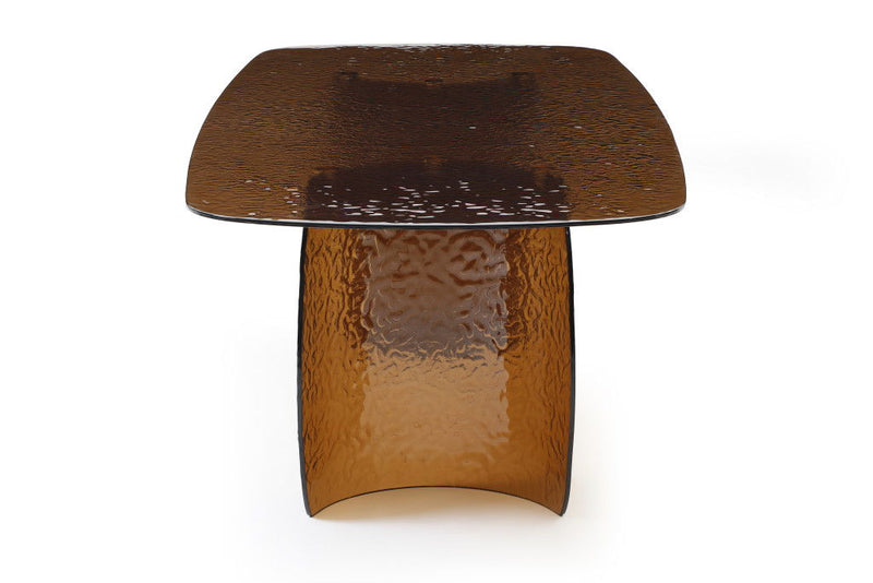 Glass Double Pedestal Base Dining Table - Bronze