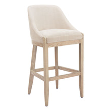 Load image into Gallery viewer, 31" Fabric And Solid Wood Bar Height Bar Chair - Beige / Natural
