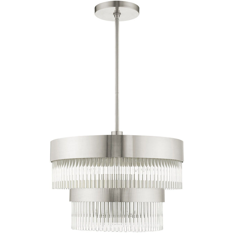 23" Five Light Dimmable Chandelier With Shades - Nickel