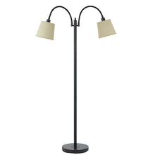 Load image into Gallery viewer, Two Light Traditional Shaped Floor Lamp With Tan Square Shade - Bronze
