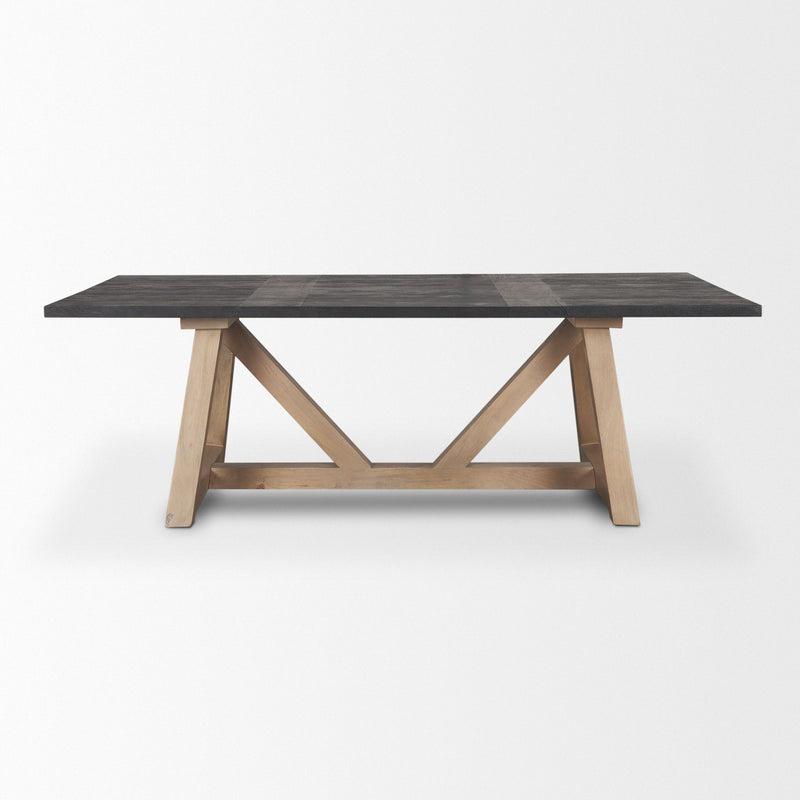 Solid Wood Double Pedestal Base Dining Table - Black / Brown