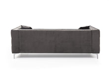 Load image into Gallery viewer, 82.3&quot; Width Modern Velvet Sofa Jeweled Buttons Tufted Square Arm Couch Grey,2 Pillows Included
