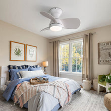 Load image into Gallery viewer, 23" Bedroom Ceiling Fan With 3 Color Dimmable 3 ABS Blades Remote Control Dc Motor With 18W Led Light
