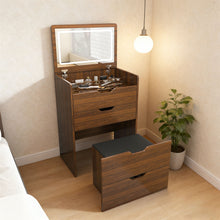 Load image into Gallery viewer, Vanity Desk With Lighted Mirror &amp; Stool
