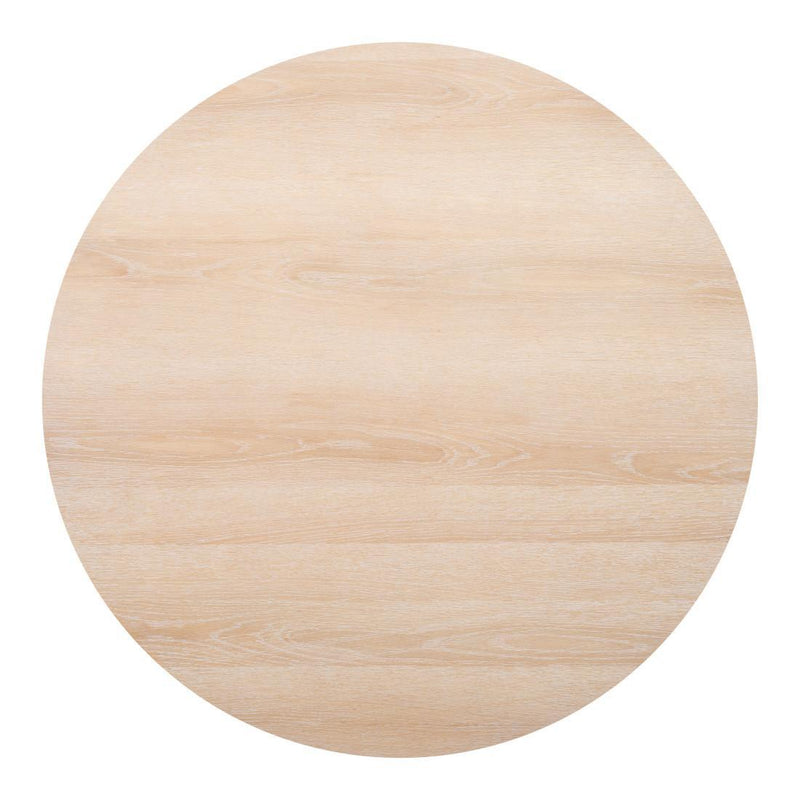Wood Solid Wood And Steel Pedestal Base Round Top Dining Table - Natural