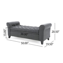 Load image into Gallery viewer, Hayes - Contemporary Armed Storage Bench With Rolled Arms And Button Tufting

