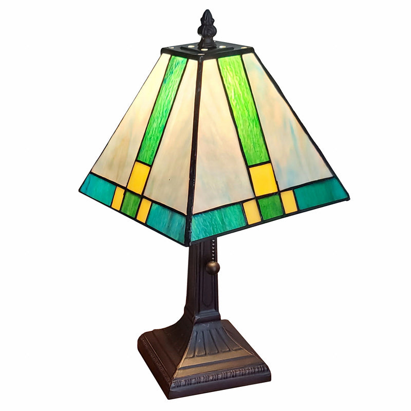 Metal Candlestick Table Lamp With Green Shade - Dark Brown