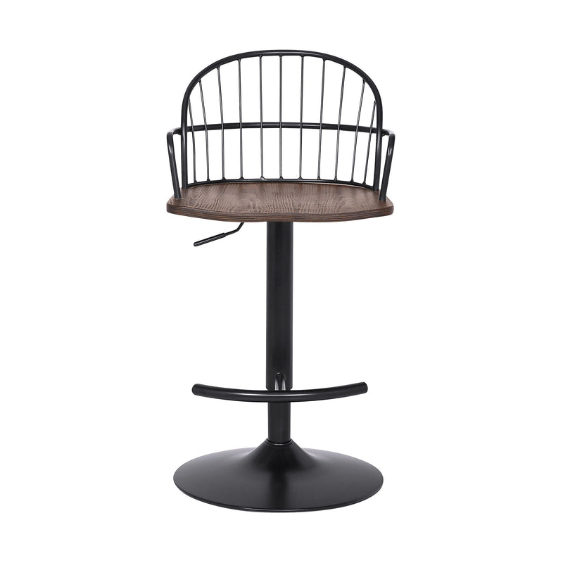 Iron Low Back Adjustable Height Bar Chair - Brown And Black