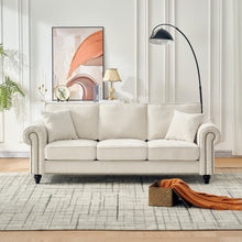 Load image into Gallery viewer, 3 Seater Sofa With Tufted Upholstery, Rolled Arms, Nailhead Trim
