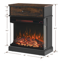 Load image into Gallery viewer, 25&quot; Stand Side Table With 3-Sided Glass Electric Fireplace - Antique Black
