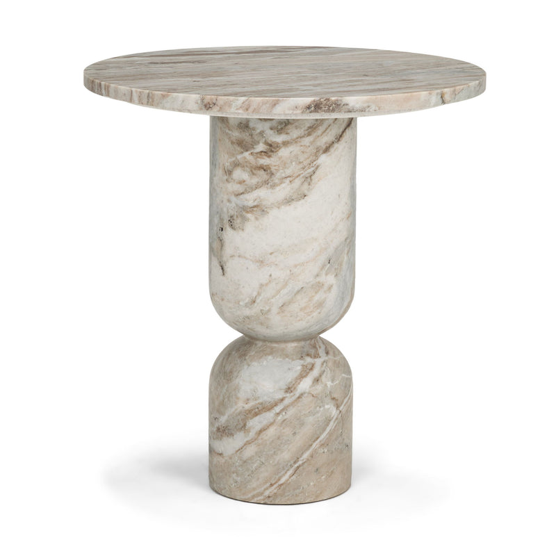 Marble Round Pedestal End Table - Pink / Pink