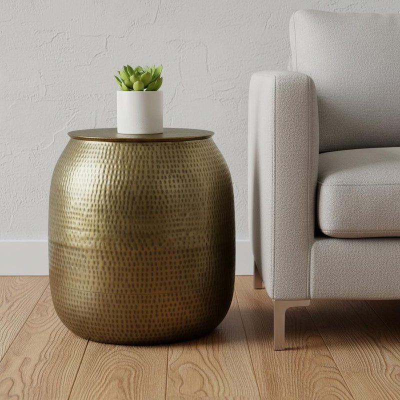 21" Round End Table Metal - Gold