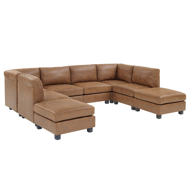 Modular Sectional, Customizable Layout, Removable Cushions - Brown