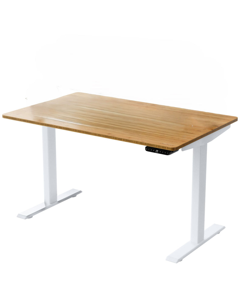 30" Adjustable Stainless Steel Computer Desk - Light Brown And White