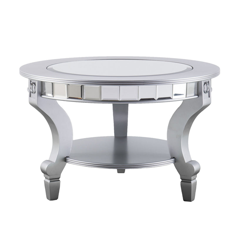 Mirrored Metal Round Mirrored Coffee Table - Silver