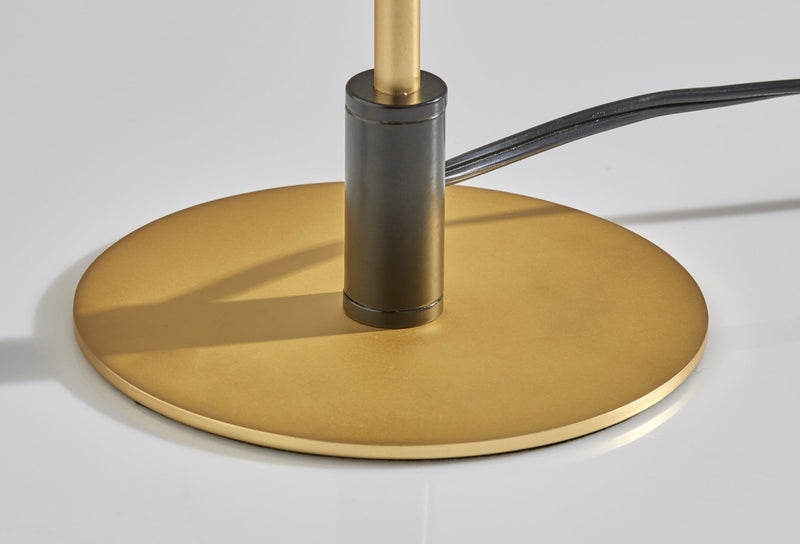 Metal Two Light Candlestick LED Table Lamp With Brass Cone Shade - Black And Gold