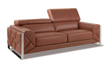 Load image into Gallery viewer, Italian Leather Sofa With Silver Legs - Camel
