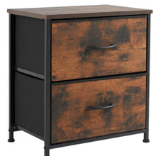 Load image into Gallery viewer, Fabric Metal And Wood Two Drawer Dresser (Set of 2) - Black / Brown

