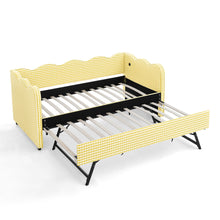 Load image into Gallery viewer, Gingham Daybed With USB Charging Port, Wave-Shaped Design
