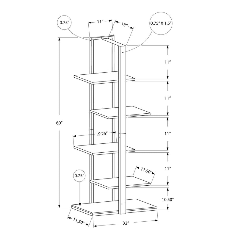 Bookshelf, Bookcase, Etagere, 5 Tie For Office, Contemporary & Modern