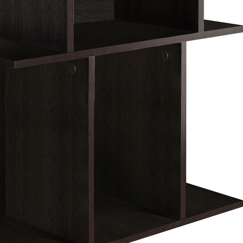 Wood End Table With 6 - Brown
