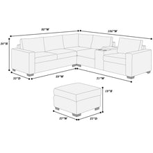 Load image into Gallery viewer, Contemporary L-Shaped Sectional Set With USB Console &amp; Ottoman
