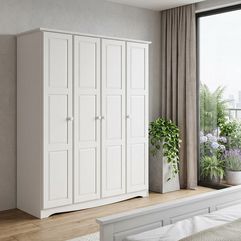 Solid Wood Four Door Combo Dresser (765059) - White