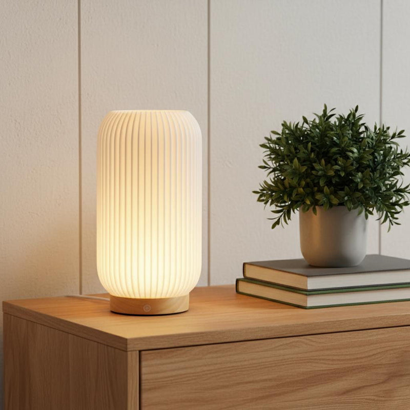 Ribbed USB Lantern With Novelty Shade - Beige