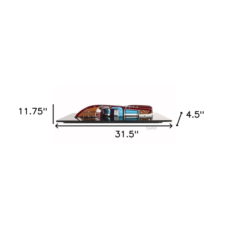 Riva Aquarama Half Hull Hand Painted Decorative Boat - Brown / Aqua