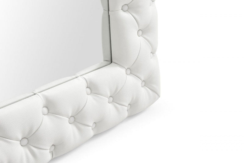 80" Faux Leather Framed Leaning Accent Mirror - White